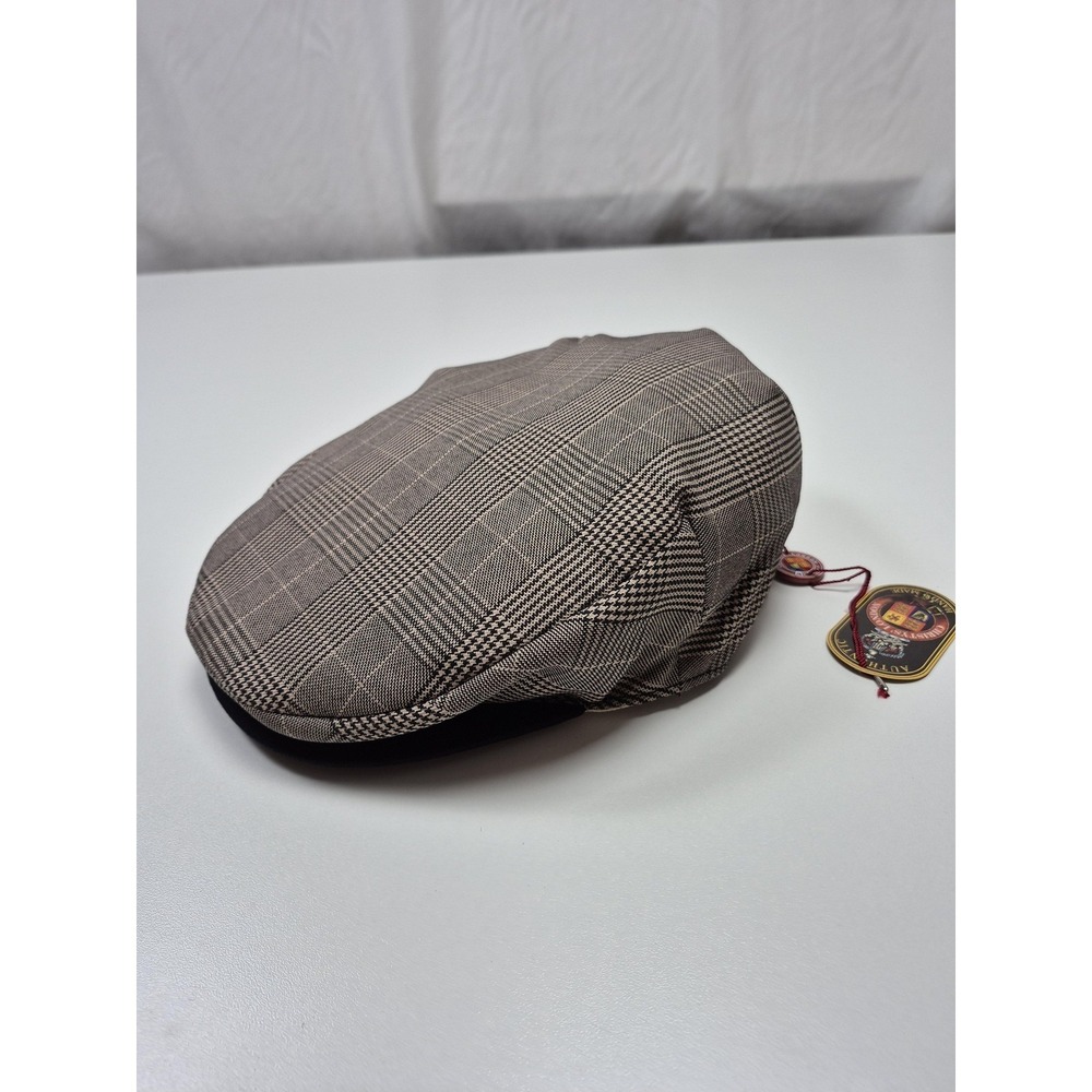 Christys London  Newsboy Hat Flat Cap Fitted Mens L Brown Check Handmade  Plaid